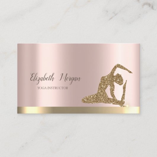 Gold Glitter Girl Roos Gold Yoga Visitekaartje (Voorkant)