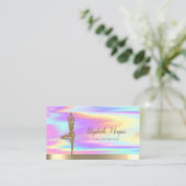 Gold Glitter Girl Yoga Holographic Visitekaartje (Staand voorkant)