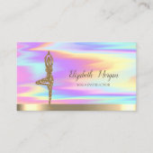 Gold Glitter Girl Yoga Holographic Visitekaartje (Voorkant)