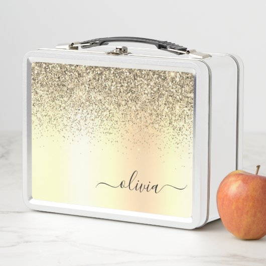 Gold Glitter Girly Luxury Modern Monogram Naam (In situ)