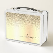 Gold Glitter Girly Luxury Modern Monogram Naam (Achterkant)