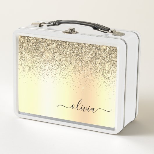 Gold Glitter Girly Luxury Modern Monogram Naam (Voorkant)