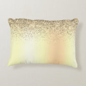 Gold Glitter Girly Luxury Modern Monogram Naam Accent Kussen (Achterkant)