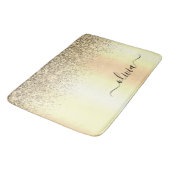 Gold Glitter Girly Luxury Modern Monogram Naam Badmat (Gekanteld)