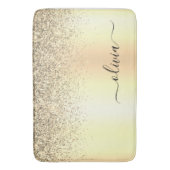 Gold Glitter Girly Luxury Modern Monogram Naam Badmat (Voorkant Verticaal)