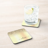 Gold Glitter Girly Luxury Modern Monogram Naam Bier Onderzetter (Rechterzijde)