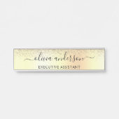 Gold Glitter Girly Luxury Modern Monogram Naam Deurbordje (Voorkant)