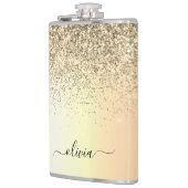 Gold Glitter Girly Luxury Modern Monogram Naam Heupfles (Links)
