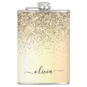 Gold Glitter Girly Luxury Modern Monogram Naam Heupfles (Voorkant)