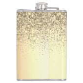 Gold Glitter Girly Luxury Modern Monogram Naam Heupfles (Achterkant)