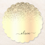 Gold Glitter Girly Luxury Modern Monogram Naam Kartonnen Onderzetters<br><div class="desc">Gold Faux Folie Metallic Sparkle Glitter Brushed Metal Monogram Name Paper Onderzetters. Dit maakt het perfecte afstuderen,  de verjaardag,  de bruiloft,  het vrijgezellenfeest,  de verjaardag,  het baby shower of het bachelorette feest cadeau voor iemand die van glam luxe en chic stijlen houdt.</div>