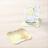 Gold Glitter Girly Luxury Modern Monogram Naam Kartonnen Onderzetters (Insitu)