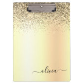 Gold Glitter Girly Luxury Modern Monogram Naam Klembord (Voorkant)