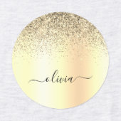 Gold Glitter Girly Luxury Modern Monogram Naam Labels (Design 1)
