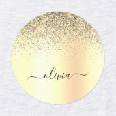 Gold Glitter Girly Luxury Modern Monogram Naam Labels (Design 2)