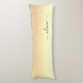 Gold Glitter Girly Luxury Modern Monogram Naam Lichaamskussen (Voorkant Verticaal)