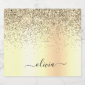 Gold Glitter Girly Luxury Modern Monogram Naam Likeurfles Etiket (Enkel label)