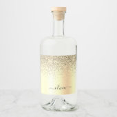 Gold Glitter Girly Luxury Modern Monogram Naam Likeurfles Etiket (Voorkant)