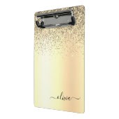 Gold Glitter Girly Luxury Modern Monogram Naam Mini Klembord (Angled2)