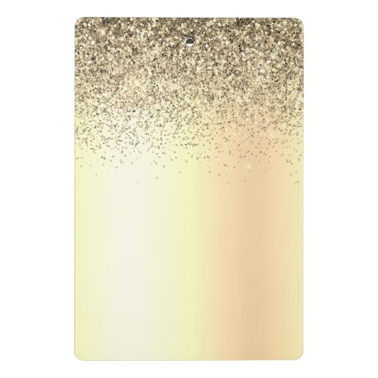 Gold Glitter Girly Luxury Modern Monogram Naam Mini Klembord (Achterkant)