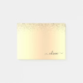 Gold Glitter Girly Luxury Modern Monogram Naam Post-it® Notes (Voorkant)