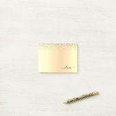 Gold Glitter Girly Luxury Modern Monogram Naam Post-it® Notes (Op bureau)
