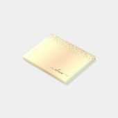 Gold Glitter Girly Luxury Modern Monogram Naam Post-it® Notes (Schuin)