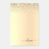 Gold Glitter Girly Luxury Modern Monogram Naam Post-it® Notes (Voorkant)