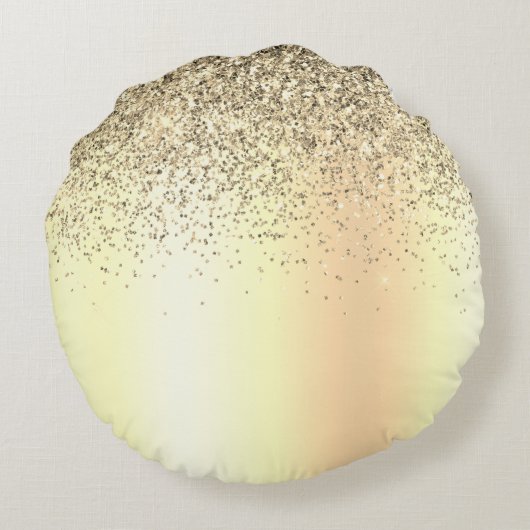 Gold Glitter Girly Luxury Modern Monogram Naam Rond Kussen (Achterkant)