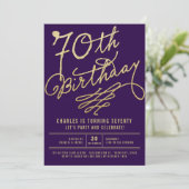 Gold Glitter Glam Adult 70e Verjaardagsfeest Uitno Kaart (Staand voorkant)