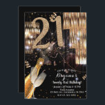 Gold Glitter Glam Champagne Wine 21st 21 Birthday Kaart<br><div class="desc">Aanpassen voor elke gebeurtenis</div>