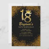 Gold Glitter Glam Crown Diamond Bling 18 e Kaart (Voorkant)