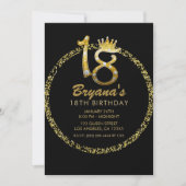 Gold Glitter Glam Diamond Bling Sparkle 18th 18 Kaart (Voorkant)