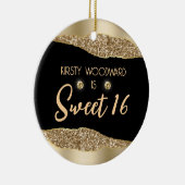 Gold Glitter Glam Edge & Diamonds Sweet 16 Keramisch Ornament (Rechts)