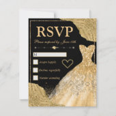 Gold Glitter Glam Edges & Dress Sweet 16 RSVP Kaartje (Voorkant)