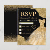 Gold Glitter Glam Edges & Dress Sweet 16 RSVP Kaartje (Voorkant / Achterkant)