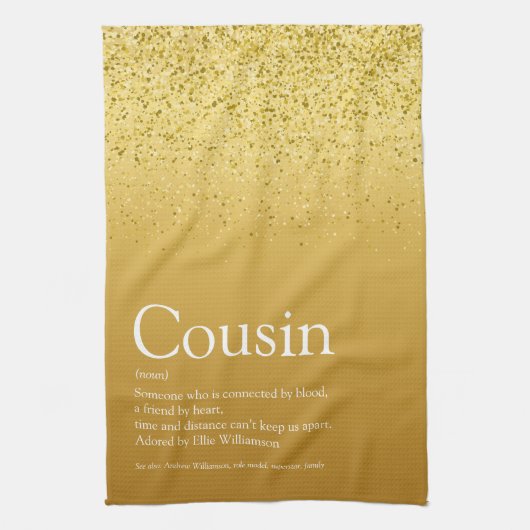 Gold Glitter Glam Fun Best Ever Cousin Definition Theedoek (Verticaal)