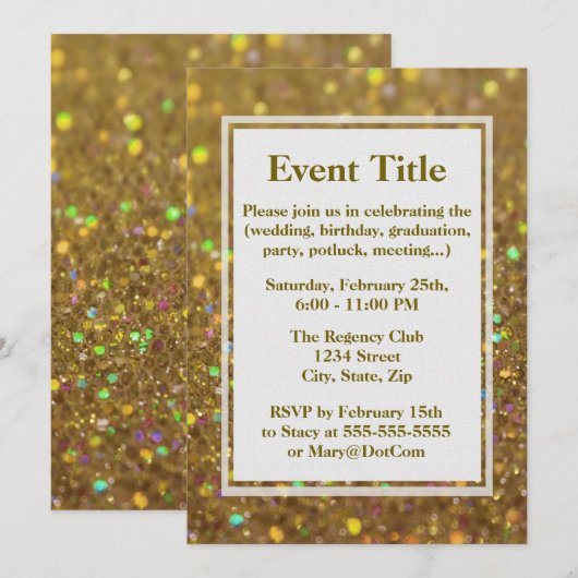 Gold Glitter Glam Kaart (Voorkant / Achterkant)