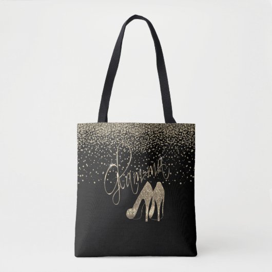 Gold Glitter Glam-ma Tote Bag (Voorkant)