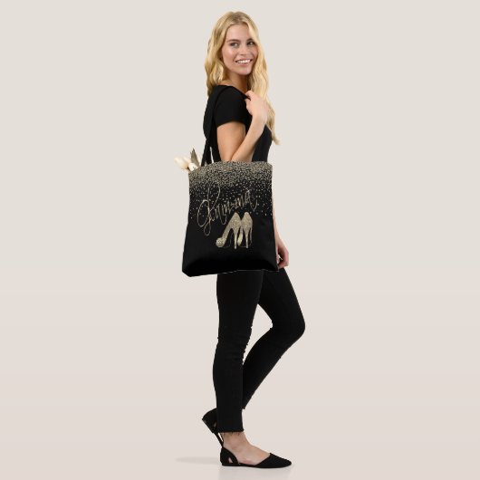 Gold Glitter Glam-ma Tote Bag (Op model)