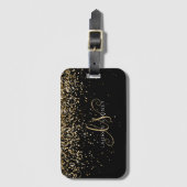 Gold Glitter Glam Monogram Naam Bagagelabel (Voorkant (verticaal))