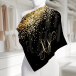 Gold Glitter Glam Monogram Naam  Bandana<br><div class="desc">Glam Gold Glitter Elegant Monogram Bandana. Pas dit trendy chic bandana-ontwerp met elegante gouden mousserende glitter op een zwarte achtergrond eenvoudig aan. Het ontwerp kenmerkt uw handgeschreven manuscriptmonogram met  draden en naam.</div>