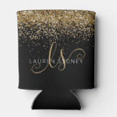 Gold Glitter Glam Monogram Naam Blikjeskoeler (Achterkant)