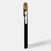 Gold Glitter Glam Monogram Naam Case-Mate iPhone Case (Achterkant / Links)