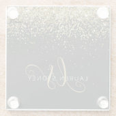Gold Glitter Glam Monogram Naam Glazen Onderzetter (Achterkant)