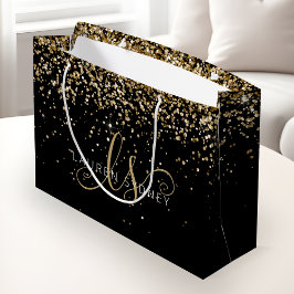 Gold Glitter Glam Monogram Naam Groot Cadeauzakje