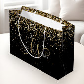 Gold Glitter Glam Monogram Naam Groot Cadeauzakje