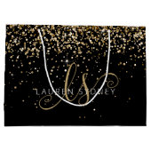 Gold Glitter Glam Monogram Naam Groot Cadeauzakje (Achterkant)