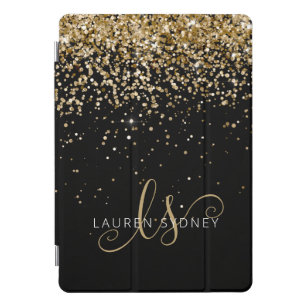 Gold Glitter Glam Monogram Naam iPad Pro Cover