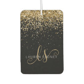 Gold Glitter Glam Monogram Naam Luchtverfrisser (Voorkant)